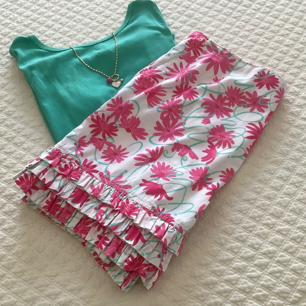 Vintage Lilly Pulitzer Ruffled Hem Skirt - Picture 1 of 8